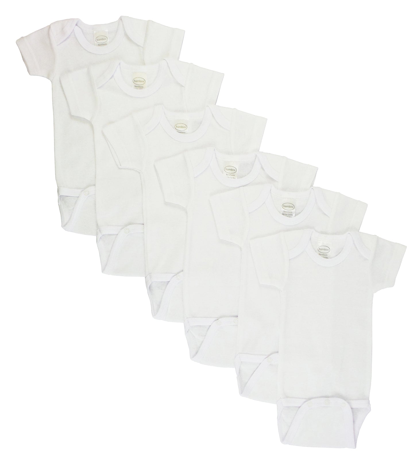 White Short Sleeve One Piece 6 Pack