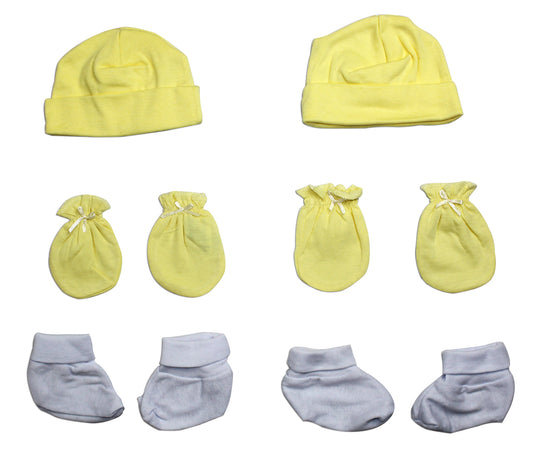 Neutral Cap, Booties and Mittens 6 Piece Layette