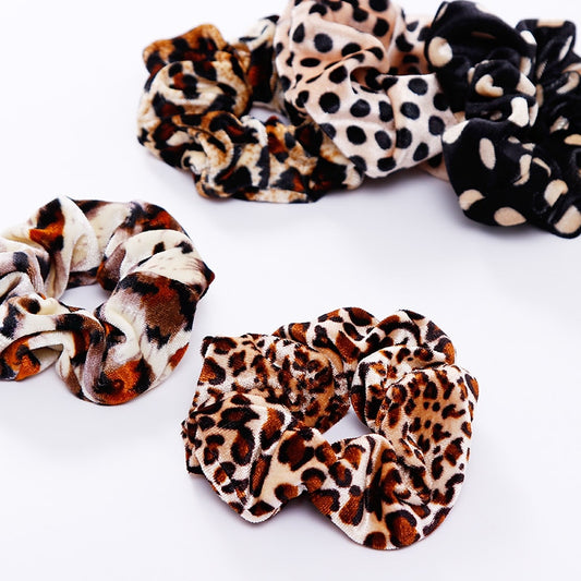 2018 New Fashion Leopard Spot Coral Fleece Elastic