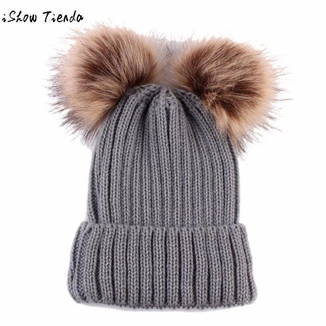 Baby Hats Newborn Cute Winter Knitting Solid Dual