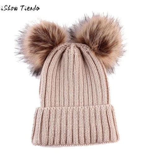 Baby Hats Newborn Cute Winter Knitting Solid Dual