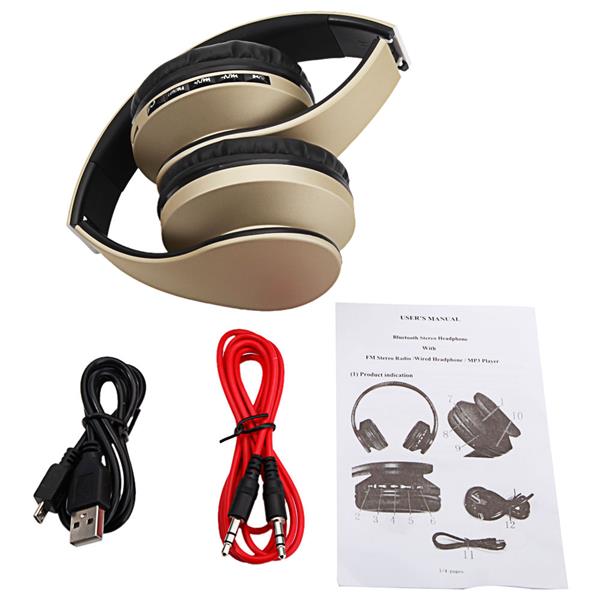 HY-811 Foldable FM Stereo MP3 Player Wired Bluetooth Headset